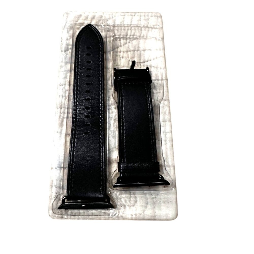 Genuine Leather 45mm/44mm  Watch Band For Apple Watch Black